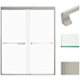 Transolid 76" High x 59" Wide Bypass Frameless Shower Door with Frosted Glass Brushed Stainless
