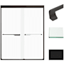 Transolid 76" High x 59" Wide Bypass Frameless Shower Door with Frosted Glass Matte Black