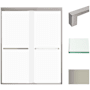 Transolid 76" High x 59" Wide Bypass Frameless Shower Door with Frosted Glass Brushed Stainless