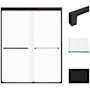 Transolid 76" High x 59" Wide Bypass Frameless Shower Door with Frosted Glass Matte Black