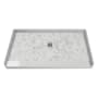 Transolid Pre-Tiled 60" x 32-1/4" Rectangular Shower Base with Single Threshold and Center Drain Off-White Hexagon