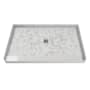 Transolid Pre-Tiled 60" x 36-1/4" Rectangular Shower Base with Single Threshold and Center Drain Off-White Hexagon
