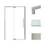 Transolid 76" High x 48" Wide Pivot Semi Frameless Shower Door with Clear Glass Brushed Stainless