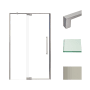 Transolid 76" High x 48" Wide Pivot Semi Frameless Shower Door with Clear Glass Brushed Stainless