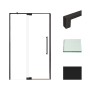 Transolid 76" High x 48" Wide Pivot Semi Frameless Shower Door with Clear Glass Matte Black