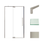 Transolid 76" High x 48" Wide Pivot Semi Frameless Shower Door with Clear Glass Brushed Stainless