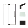 Transolid 76" High x 48" Wide Pivot Semi Frameless Shower Door with Clear Glass Matte Black