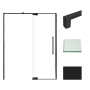 Transolid Irene 76" High x 60" Wide Pivot Semi Frameless Shower Door with Clear Glass Matte Black