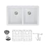 Transolid Radius 31-3/4" Undermount Double Basin Granite Kitchen Sink with Basin Rack and Basket Strainer White