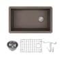 Transolid Radius 31-3/4" Undermount Single Basin Granite Kitchen Sink with Basin Rack and Basket Strainer Espresso
