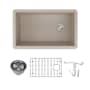Transolid Radius 31-3/4" Undermount Single Basin Granite Kitchen Sink with Basin Rack and Basket Strainer Cafe Latte