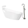 Transolid Aaliyah Grande 67" Free Standing Acrylic Soaking Tub with Front Drain and Overflow - Includes Floor Mounted Tub Filler with Hand Shower White / Brushed Nickel Hardware