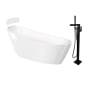 Transolid Aaliyah Grande 67" Free Standing Acrylic Soaking Tub with Front Drain and Overflow - Includes Floor Mounted Tub Filler with Hand Shower White / Matte Black Hardware