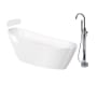 Transolid Aaliyah Grande 67" Free Standing Acrylic Soaking Tub with Front Drain and Overflow - Includes Floor Mounted Tub Filler with Hand Shower White / Polished Chrome Hardware