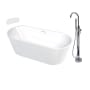 Transolid Maris Grande 67" Free Standing Acrylic Soaking Tub with Center Drain and Overflow - Includes Floor Mounted Tub Filler with Hand Shower White / Polished Chrome Hardware