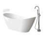 Transolid Skylar 59" Free Standing Acrylic Soaking Tub with Center Drain and Overflow - Includes Floor Mounted Tub Filler with Hand Shower White / Brushed Nickel Hardware
