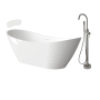Transolid Skylar Grande with Roslyn 67" Free Standing Acrylic Soaking Tub with Center Drain and Overflow - Includes Floor Mounted Tub Filler with Hand Shower White / Brushed Nickel Hardware