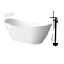 Transolid Skylar Grande with Roslyn 67" Free Standing Acrylic Soaking Tub with Center Drain and Overflow - Includes Floor Mounted Tub Filler with Hand Shower White / Matte Black Hardware