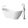 Transolid Skylar Grande with Roslyn 67" Free Standing Acrylic Soaking Tub with Center Drain and Overflow - Includes Floor Mounted Tub Filler with Hand Shower White / Polished Chrome Hardware