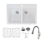 Transolid Aversa 33" Drop In Double Basin Granite Kitchen Sink with Basin Rack and Basket Strainer White