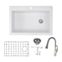 Transolid Radius 33" Drop In Single Basin Granite Kitchen Sink with Single Hole 1.8 GPM Kitchen Faucet White
