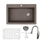 Transolid Radius 33" Drop In Single Basin Granite Kitchen Sink with Single Hole 1.8 GPM Kitchen Faucet Espresso