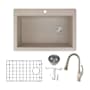 Transolid Radius 33" Drop In Single Basin Granite Kitchen Sink with Single Hole 1.8 GPM Kitchen Faucet Cafe Latte