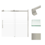 Transolid 60" High x 60" Wide Bypass Frameless Shower Door with Clear Glass Brushed Stainless