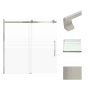 Transolid 60" High x 60" Wide Bypass Frameless Shower Door with Clear Glass Brushed Stainless
