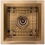 Transolid Studio 15" Undermount Single Basin Stainless Steel Kitchen Sink with Basin Rack and Basket Strainer PVD Satin Brass