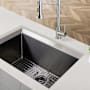 Transolid Studio 33" Undermount Single Basin Stainless Steel Kitchen Sink with Basin Rack PVD Gun Metal