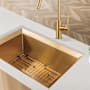 Transolid Studio 33" Undermount Single Basin Stainless Steel Kitchen Sink with Basin Rack PVD Satin Brass