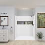 Transolid Prodigy 72" High x 60" Wide x 36" Deep Three Panel Alcove Shower Wall Kit with Aluminum Corner Trim White Subway Tile