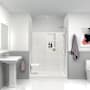 Transolid Prodigy 72" High x 60" Wide x 36" Deep Three Panel Alcove Shower Wall Kit with Aluminum Corner Trim White Vertical Tile