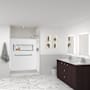 Transolid Prodigy 72" High x 60" Wide x 36" Deep Three Panel Alcove Shower Wall Kit with Aluminum Corner Trim White Herringbone Tile