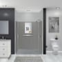 Transolid Prodigy 72" High x 60" Wide x 36" Deep Three Panel Alcove Shower Wall Kit with Aluminum Corner Trim Dark Grey Herringbone Tile