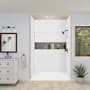 Transolid Prodigy 96" High x 60" Wide x 36" Deep Six Panel Alcove Shower Wall Kit with 24" Extension Panels and Aluminum Seam and Corner Trim White Subway Tile