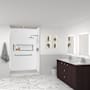 Transolid Prodigy 96" High x 60" Wide x 36" Deep Six Panel Alcove Shower Wall Kit with 24" Extension Panels and Aluminum Seam and Corner Trim White Herringbone Tile