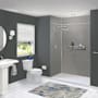 Transolid Prodigy 96" H x 60" W x 36" D Three Panel Shower Wall Kit with 12" Extension Panels, Aluminum Seam and Corner Trim Dark Grey Vertical Tile