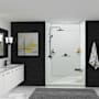 Transolid Prodigy 96" H x 60" W x 36" D Three Panel Shower Wall Kit with 12" Extension Panels, Aluminum Seam and Corner Trim White Hexagon Tile