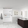 Transolid Prodigy 96" H x 60" W x 36" D Three Panel Shower Wall Kit with 12" Extension Panels, Aluminum Seam and Corner Trim White Herringbone Tile