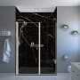 Transolid Titan 96" High x 60" Wide x 32" Deep Pivot Frameless Shower Enclosure Kit with Tempered Glass Black Caruso / Brushed Stainless