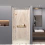 Transolid Titan 96" High x 48" Wide x 36" Deep High Gloss Shower Wall Kit with Aluminum Corner and Edge Trim Savanna Creme