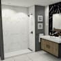 Transolid Titan 96" High x 60" Wide x 36" Deep High Gloss Bookmatch Shower Wall Kit with Aluminum Corner and Edge Trim White Caruso