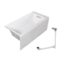 Transolid Unity AFR 60" x 30" Three Wall Alcove Acrylic Soaking Tub with Right Drain, Drain Assembly, and Overflow White / Brushed Nickel