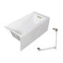 Transolid Unity AFR 60" x 30" Three Wall Alcove Acrylic Soaking Tub with Right Drain, Drain Assembly, and Overflow White / Champagne Bronze