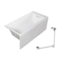 Transolid Unity AFR 60" x 30" Three Wall Alcove Acrylic Soaking Tub with Right Drain, Drain Assembly, and Overflow White / Polished Chrome
