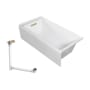 Transolid Unity 60" x 32" Three Wall Alcove Acrylic Soaking Tub with Left Drain, Drain Assembly, and Overflow White / Champagne Bronze