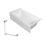 Transolid Unity 60" x 32" Three Wall Alcove Acrylic Soaking Tub with Left Drain, Drain Assembly, and Overflow White / Polished Chrome