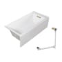 Transolid Unity AFR 60" x 32" Three Wall Alcove Acrylic Soaking Tub with Right Drain, Drain Assembly, and Overflow White / Champagne Bronze